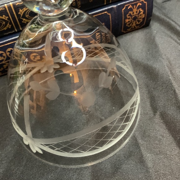 Set of 4 Beautiful vintage Cut lattice and fan on glass water goblet by McBride - Picture 8 of 9